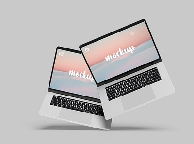 Laptop Mockups abstract apple clean device display laptop mac macbook mockup notebook phone presentation realistic simple theme ui ux view web webpage