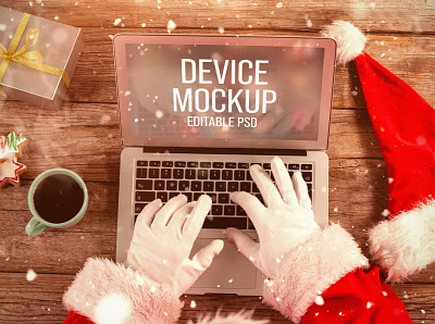 Christmas Device Screen Mockup Set abstract christmas clean decoration device devices display festive laptop mac macbook mockup phone phone mockup realistic santa simple smartphone tablet template