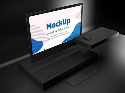 Dark iMac Pro Mockup apple application clean dark design device display imac imac pro laptop mac macbook mockup monitor pro realistic screen simple ui ux