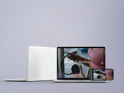 MacBook Pro with iPhone 13 Pro Mockups