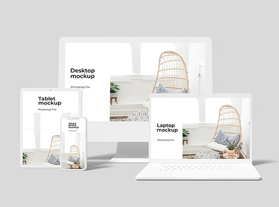 Laptop & Smartphone Clay Mokcup abstract clean device devices display laptop mac macbook mockup multi multi device phone phone mockup presentation realistic simple smartphone theme ui ux