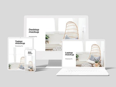 Laptop & Smartphone Clay Mokcup abstract clean device devices display laptop mac macbook mockup multi multi device phone phone mockup presentation realistic simple smartphone theme ui ux