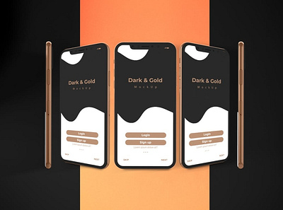 Gold & Dark iPhone Mockups abstract apple application clean dark design device display gold golden ios mockup phone phone mockup presentation realistic simple smartphone theme web