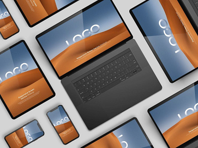 Responsive Screen Devices abstract clean device display laptop mac macbook mockup phone phone mockup presentation realistic responsive simple smartphone theme ui web webpage website