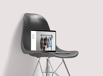 Laptop & Chair Mockup app business chair clean design device display elegant isolated laptop minimalist mockup mockups modern notebook object realistic simple technology website