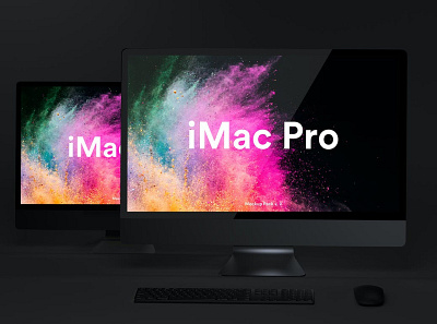 Dark iMac Pro Mockup abstract clean dark dark imac dark imac pro design device display imac imac mockup imac pro laptop mac macbook mockup presentation realistic simple ui ux