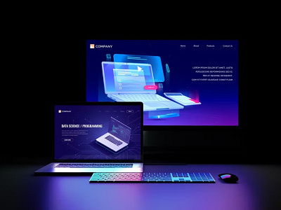 Dark Website Mockups abstract apple clean computer design device display imac ipad laptop mac macbook mockup neon presentation realistic simple tablet theme ui