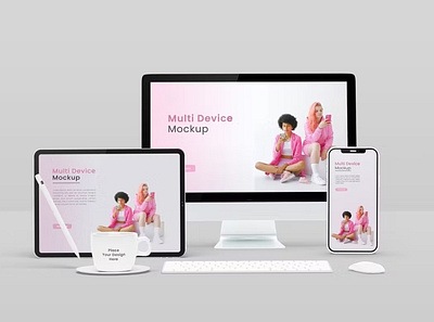 Multi Device Mockup Set abstract clean design device devices display laptop mac macbook mockup multi device multi devices phone phone mockup realistic simple smartphone ui ux web