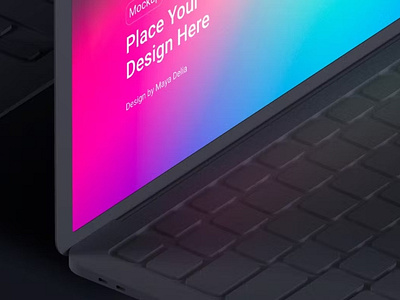 Free Isometric MacBook Clay Mockup