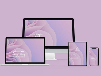 FREE Multi Devices Mockup abstract branding clean design device devices mockup display graphic design illustration imac laptop macbook mockup motion graphics multi devices photoshop realistic scences simple ui