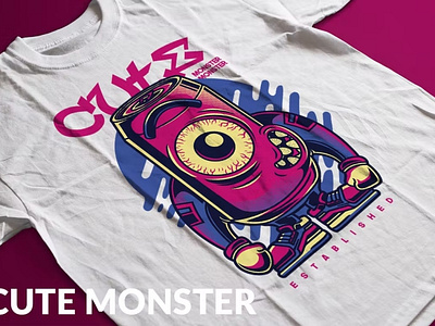Cute Monster T-Shirt Design Template