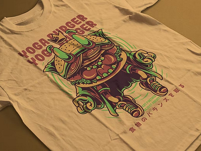 Yoga Burger T-Shirt Design Template