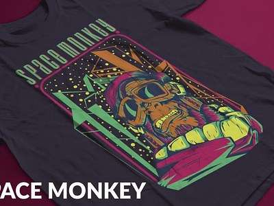 Space Monkey T-Shirt Design Template