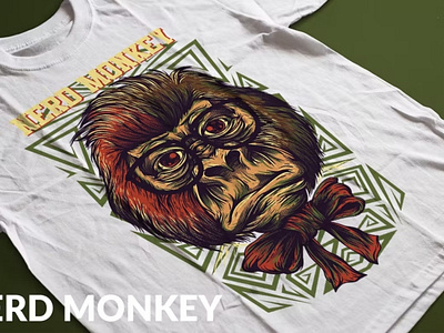 Nerd Monkey T-Shirt Design Template