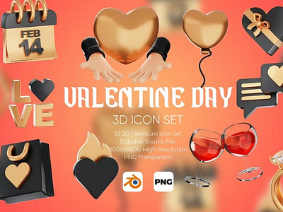 Valentine's Day 3D Icon Set