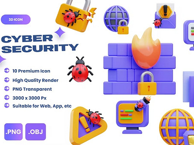 Cyber Security 3D Icons