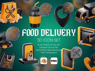 Food Delivery 3D Icon Set 3d 3d icon 3d icons adobe photoshop graphic graphic design graphic resources graphics icon icon design icon illustration icon set iconography icons design iconset illustrator logo set vector