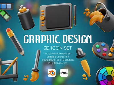 Graphic Design 3D Icon Set