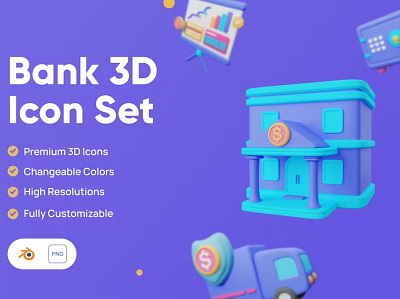 Bank Building & Banking Stuff 3D Finance Icon Set 3d 3d icon 3d icons adobe photoshop graphic graphic design graphic resources graphics icon icon design icon illustration icon set iconography icons design iconset illustrator logo set vector