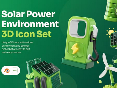 Solar Power Environment 3D Icon Set