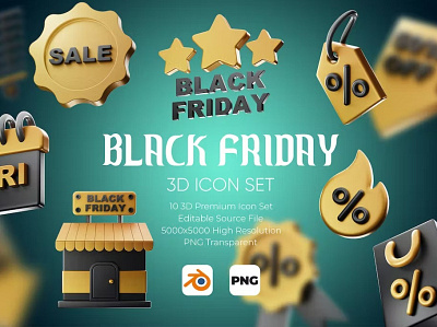 Black Friday 3D Icon Set 3d 3d icon 3d icons adobe photoshop graphic graphic design graphic resources graphics icon icon design icon illustration icon set iconography icons design iconset illustrator logo set vector