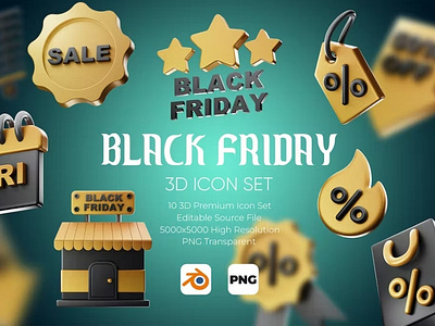 Black Friday 3D Icon Set