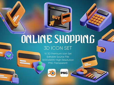 Online Shopping 3D Icon Set