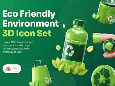 Eco-Friendly Environment 3D Icon Set