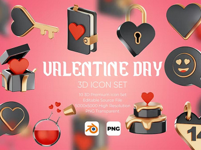 Valentine's Day 3D Icon Set 3d 3d icon 3d icons adobe photoshop design graphic graphic design graphic resources graphics icon icon design icon illustration icon set iconography icons design iconset illustrator logo set vector