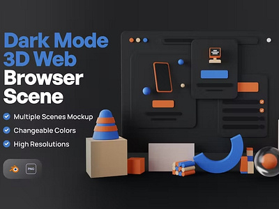 Dark Mode 3D Web Browser Scene