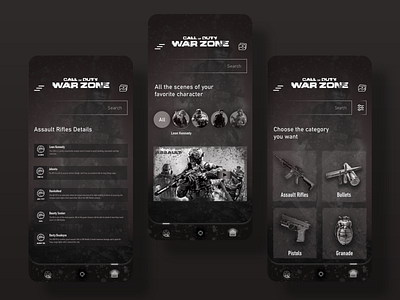 Call of Duty -War Zone Concept branding call of duty clean ui creative app dashboard design game app game design gaming app graphic design listing mobile app mobile app design motion graphics war zone