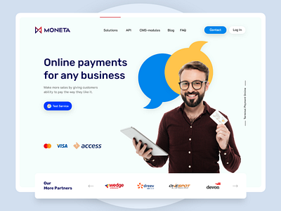 MONETA Online payment for any business design home page home page ui homepage interface landing landing page online payment payment method ui ui ux web ux web web design webdesign website