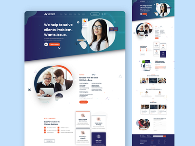 UE.SEO Digital Agency Landing Page branding concept design desktop digital agency illustration interface logo motion graphics page problem solved seo ui design web design