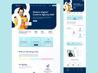 Realism Mordern Digital Creative Agency 2021 Landing Page branding concept design digital agency 2021 freelancer illustration interface mordern agency motion graphics page ui ux web web