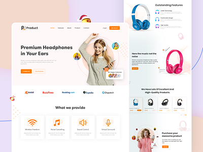 Premium Headphone Landing page UI e co headphone landing page minimal mordern music online shop product shop ui