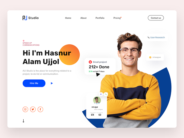 Freelancer Personal Portfolio by Hasnur Alam Ujjol on Dribbble