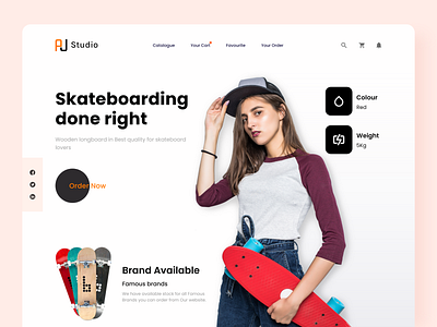 Skateboard Landing Page Design branding clean design game homepage interface landing page landingpagedesign minimal popular product skatboarding skateboard skateboard product ui uiux website webui