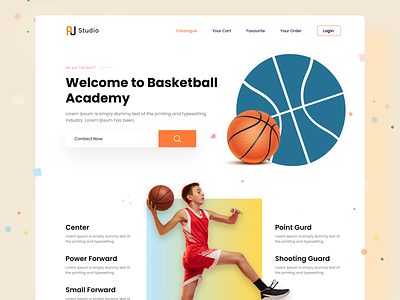 Basketball Academy Web Design baseball busketball esport gamingplatform gym homepage landingpage playing product sport ui