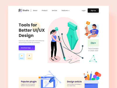 UI/UX Design tools – Hero header exploration application design colorful ui colorfull design creative illustration landing page project software statistics trendy design ui tool uiux uiux design agency webapp website