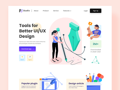 UI/UX Design tools – Hero header exploration