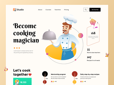 Food Cooking Website chef food food delivery service home page interface landing page restaurant app ui design web page