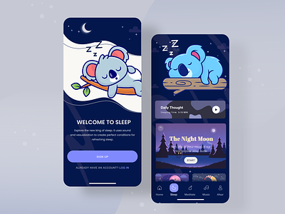 Meditate & Sleep Mobile App app app design bedtime dark ui ios meditation mobile relax sleep app sleep assistant sleep tracker sleeping time