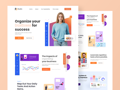 The Business Organize landing page design business growth business organize homepage landing page organize product page ui project management user experience website webui