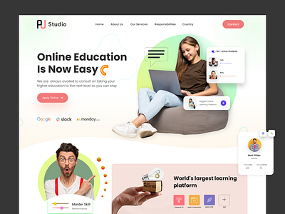 E-learning Landing Page Exploration by Hasnur Alam Ujjol on Dribbble
