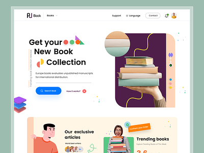 Book Collection Landing Page audiobook book shop web book shop website bookfindingweb bookshop design ebook explore guide book publishing homepage interface landing page library minimal note book online book online store ui web design website