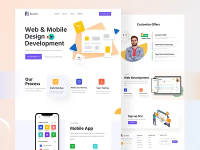 Design Development Company Landing Page austudio colourful ui design agency design studio digital agency homepage interaction minimal web design minimalistic trend 2022 user experience web development web pages website website concept website design and development website template