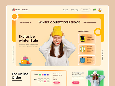 Winter Sales Shop Landing Page christmas offer cloth clothing line ecommerce fashion blogger fashiondesigner homepage interface jacket landing page menswear online shopping outfits web design website winter winter cloth winter sale women fashion