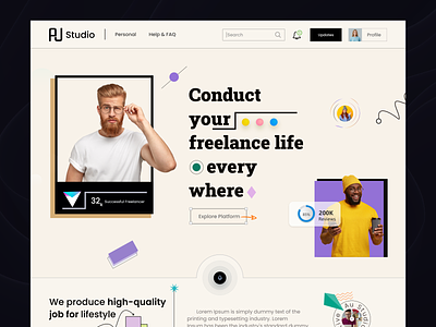 Freelance Visual Identity Web Page creative design design freelancer platform freelancer website homepage interface landing page online identity personal identity ui design web web design web designer website design