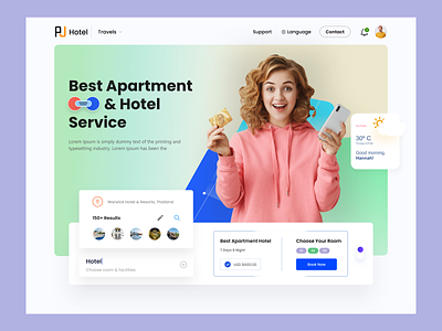 Hotel Booking Landing Page Design appartment booking creative design homepage homepage ui hotel hotel booking interface landing page travel travel agency web app web design website design