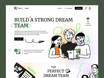 Team Building Landing PageDesign collaboration design service design team digital agency graphic design header illustration homepage hrujjol interface landing page landing. webdesign management team building team work teamwork ui designer web design